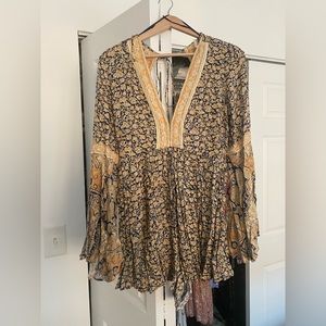 Free People Once Upon a Summertime Romper blue size SMALL